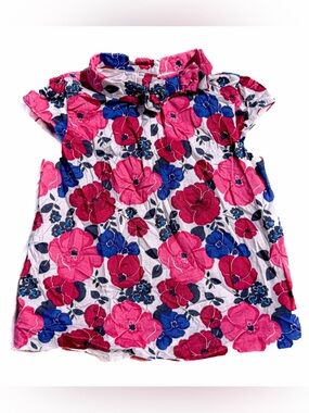Janie & Jack Girl 5 Bright Floral Mock Neck Sleeveless Dress Blouse EUC Event LN